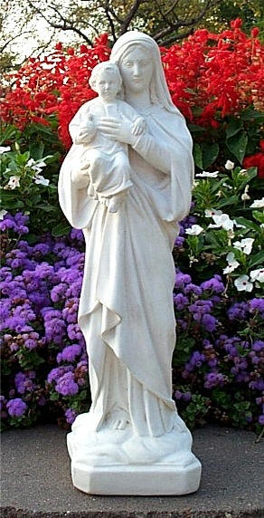 MAry with baby JesusStatue Grace baby Jesu statue cast marble JEsus baby w Mary 