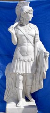 Carved Marble Statue , Roman Soldier Sculpture Stone