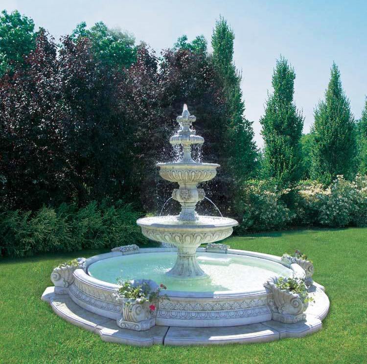 Grand Italian Fountain, Classical European Villa Stone Art, Marble ...