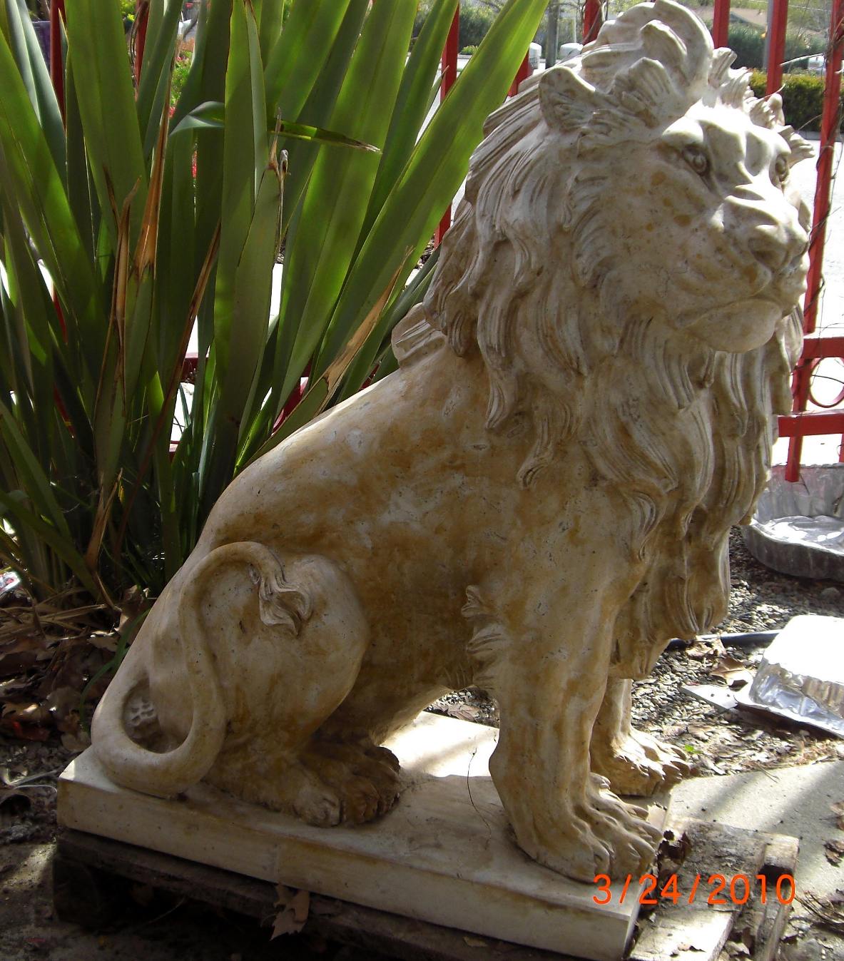 Sitting lion Statue  Travertine lion sculpture natural stone carved 