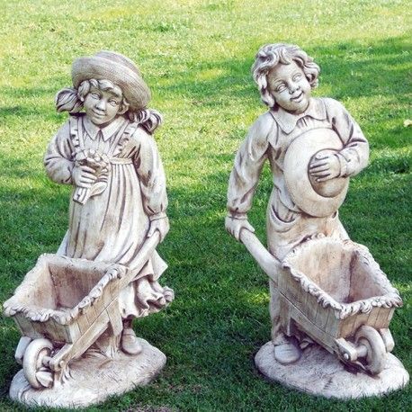 Set Statues kids w Barrel Statuary 